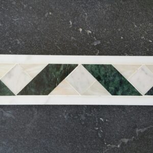 Zig-Zag Mosaic Marble Tile Green White