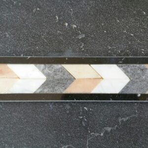 Chevron Mosaic Marble Tile Black Apricot